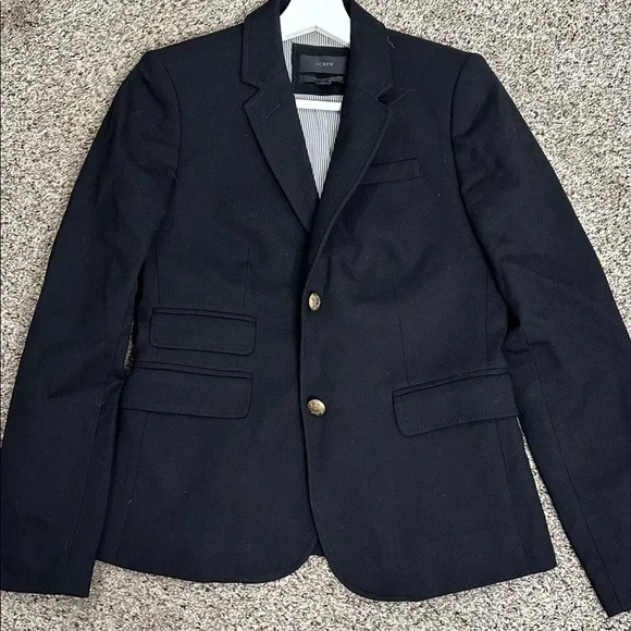J. Crew Black school boy wool Blazer Gold Buttons size 4 preppy, office, career